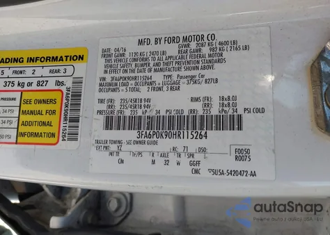 2017 Ford Fusion Titanium из США, поврежденный, VIN 3FA6P0K90HR115264